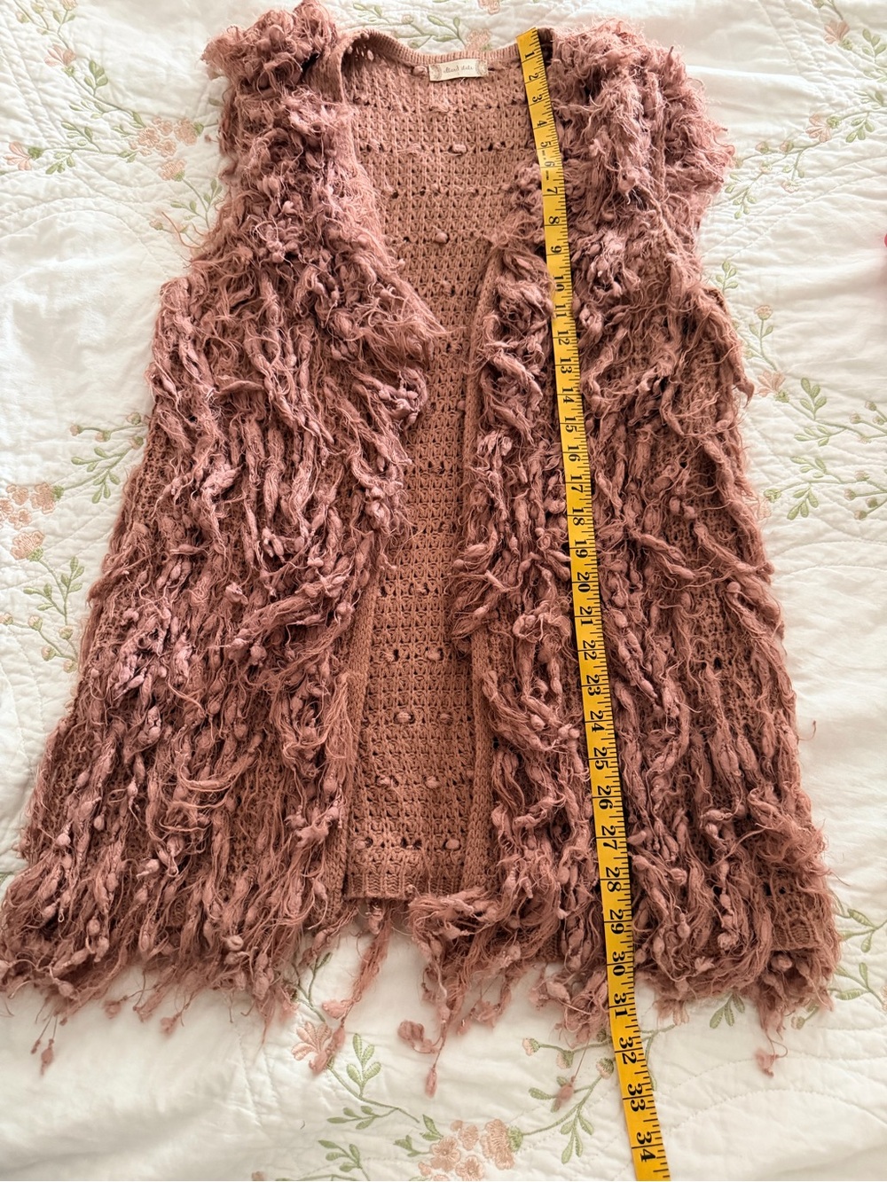 Altar'd State Mauve Pink Shaggy Open-Front Sweater Vest
